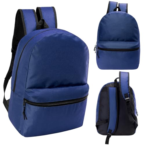 17" School Backpacks for Kids - Backpacks in Bulk for Elementary, Middle, and High School Students in Assorted Colors - color: Navy