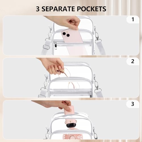 Blvornl Clear Crossbody Bag with Adjustable Shoulder Strap, Stadium Approved PVC Purse Bag, Messenger Bag - color: White, size: Large