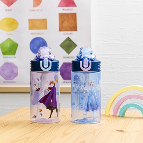 Zak Designs Frozen Sage 16oz Leak-Proof Straw Kids Water Bottle, 2-Pack - color: Disney Frozen (Anna & Elsa) 2pk