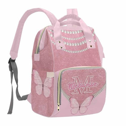 MyPupSocks Custom Butterfly Diaper Bag Backpack for Mom Daughter Granddaughter - Personalized Nappy Mommy Bag Backpack Diaper Bag in Pink with Name - color: Style 8