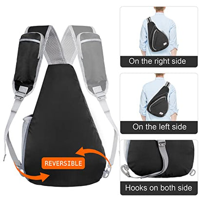 ZOMAKE Sling Bag,Small Crossbody Sling Backpack,Water Resistant Shoulder Daypack for Travel,Anti Thief Chest Bag for Hiking(Black) - color: Black