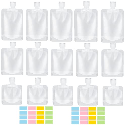SEQUHITKU 17 Pack Travel Pouches for Toiletries,TSA Approved,Travel Size Portable Containers,Stand Up Pouch,Refillable Travel Accessories for Shampoo Conditioner Lotion Soap Liquids (B-17pcs) - size: B-17pcs