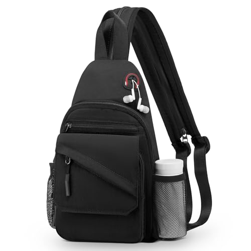 Crossbody Bag Casual Sling Bag for Men, Convertible Backpack, 3-in-1 Anti-Theft Shoulder Bag Trendy Daypack for Travel,Large, Black - color: Black, size: Large