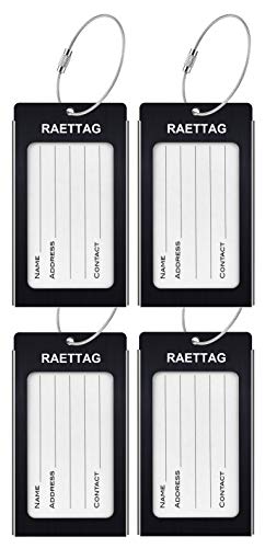 Luggage Tags Metal Suitcase Tags Travel Bag ID Identifier Luggage Tag (Black 4Pack) - color: Black 4pack