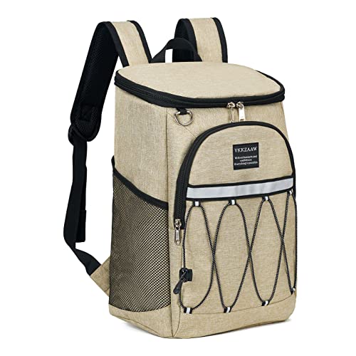 Backpack Cooler Backpack 26 Cans Insulated Leak Proof for Women Men Beach Camping Picnic Fishing Hiking Lunch Backpack Waterproof Cooler - color: Khaki, size: Medium