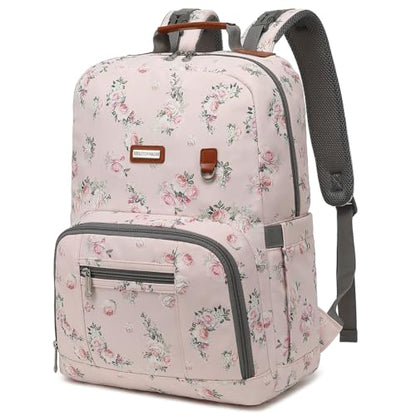 Diaper Bag Backpack, Large Baby Nappy Bags with Portable Changing Pad for Boys and GirlsMultifunction Travel Baby Bag for Moms Dads, Shower Gifts Waterproof and Stylish，Flower Pink - color: Flower Pink