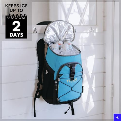 Titan by Arctic Zone Backpack Cooler, Insulated Soft Sided Bag with Leak Proof Lining and Padded Straps, for Lunch, Picnic, and Travel, 24 Can Capacity - color: Blue