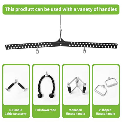 Multi-Grip LAT Pull Down Bar Hardened Powder-Coated Finish, 360° Rotating Stainless Steel Adapter, Neutral & Wide Grip Spreader Bar for Pulley System Gym & Cable Machines - color: BLACK-38in
