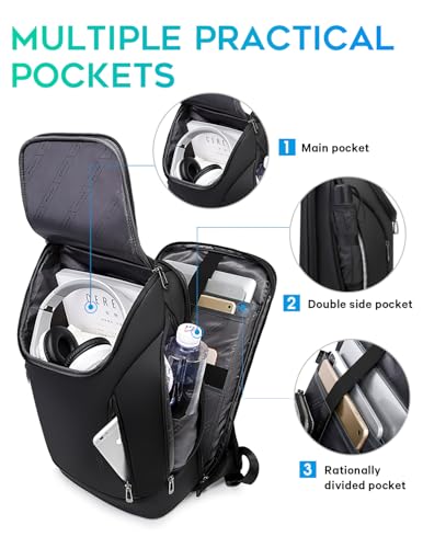 FUTURE AESTHETIC Business Smart Backpack Waterproof fit 15.6 Inch Laptop Backpack with USB Charging Port,Travel Backpack - color: Black
