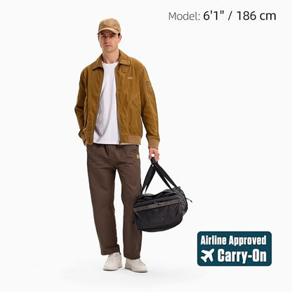 Utility Duffle Bag 40L, Convertible Backpack for Travel, Gym & Commute, Water Repellent - color: Black Stealth