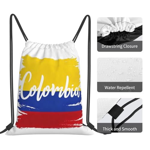 Colombia Flag Drawstring Bag Sport Gym Backpack Beach Travel Sack Draw String Yoga Bag For Men Women - color: Colombia Flag