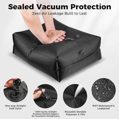 HONKID Travel Vacuum Bags with Pump 25L Compression Packing Cubes for Carry On Suitcases Backpack Luggage Odor & Waterproof Anti-Rip Reusable Vacuum Seal Bags for Clothing Travel Essentials - 3 Pack