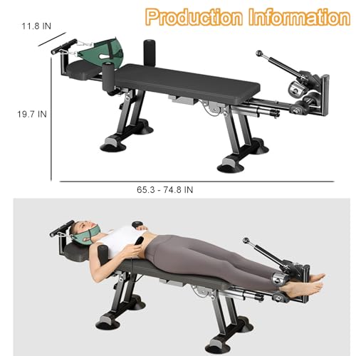 Fitness Full Body Traction Bed, Massage Cervical Traction Table for Lumber Stretching, Portable Inversion Table Alternative, Back Decompression Bench Machine for Home (Electric High)