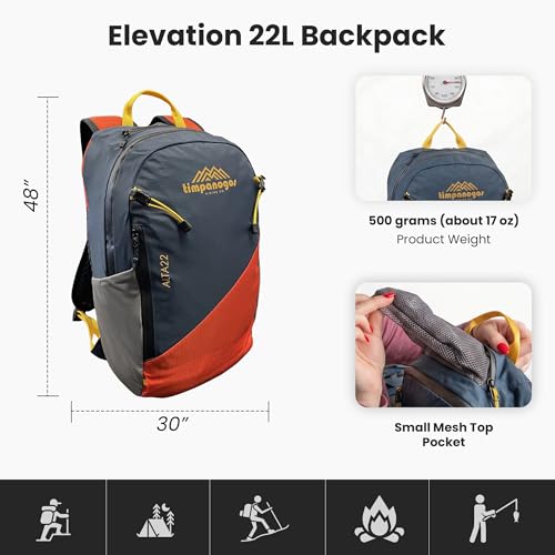 Timpanogos Elevation 22L Hiking Backpack, Lightweight Daypack for Men & Women made with Water-Resistant Ripstop Nylon, Hydration Compatible comes with Ergonomic Straps for Camping and Travel (Alta) - color: Alta
