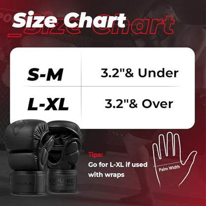 LIBERLUPUS MMA Gloves for Men – Punching Bag Gloves for Men, Open Palm Training Gloves for MMA Sparring, Kickboxing, Muay Thai, Youth Self-Defense, Durable Synthetic Leather with Wrist Support - size: Large-X-Large