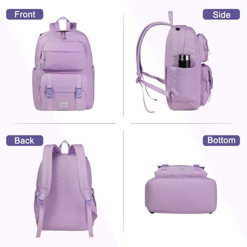 VASCHY Travel Backpack for Girls, Large Fashion Schoolbag Book Bag Rucksack for High School/College/Work/Daypack/Commuter Purple - color: Light Purple