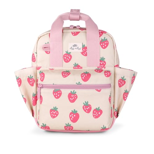 Itzy Ritzy Toddler Backpack - Daycare Bag - Features Adjustable Shoulder Straps, 2 Side Pockets & Spacious Interior with Wipeable Fabric Lining & Name Label, Strawberry Backpack - color: Strawberry