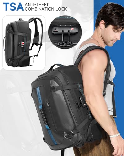 Backpack with wheels,Rolling laptop backpack with 2 Packing Cubes,Water-Resistant,Carry-On Luggage Suitcase for Men Adults to Travel, Commuting,Black - color: Black-one