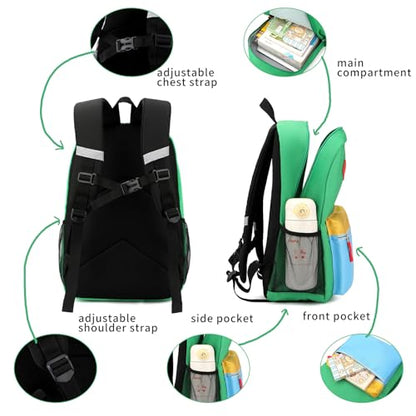 Backpack Set for Girls Boy Kids Backpack with Lunch Box for Elementary Primary Kindergarten School Bag (Green Blue Set, Large) - color: Green Blue