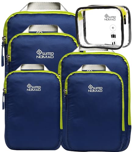 Compression Packing Cubes Set, Suitcase and Backpack Travel Organizer Bags - color: Deep Blue, size: 6Piece