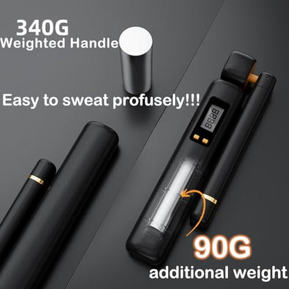 Cordless Jump Rope with Counter - Adjustable Length Ropeless Weighted Jump Rope with LCD Display, Count, Miles, Calories, Km Record