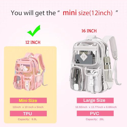 PIG PIG GIRL Mini Clear Backpack for Stadium Events, Small Clear Bag for Child for Festival Concert,Pink(Not Fits School) - color: Mini-pink