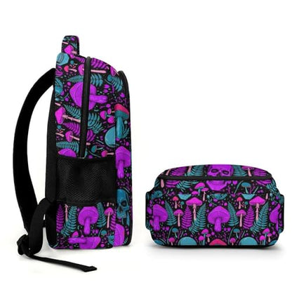 Large Capacity Travel Backpack Purple Leaf Trippy Mushroom Eye Skull, Carry On Anti Theft Laptop Backpack with Multi Compartments for Business Weekender Hiking - color: Pattern (269)