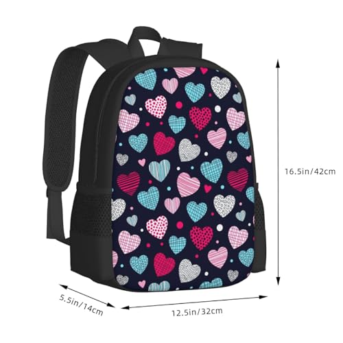 Breathable Outdoor Daypack Colorful Hearts, Durable Anti Theft Travel Backpack Adjustable Strap Shoulder Bag for Hiking Camping City Walking - color: Design (577)