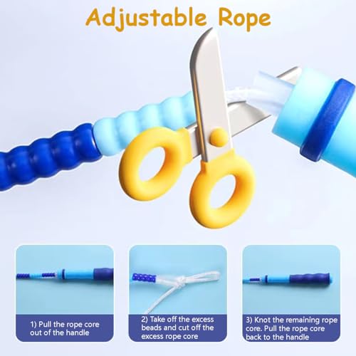 Jump Rope for Kids Girls and Boys, Soft Beaded Jump Ropes, Adjustable Skipping Rope, Tangle-Free Segmented Rope for Kid and Women Men Adults Exercise, Keeping Fit, Training - 9.2Ft - color: Blue&Green