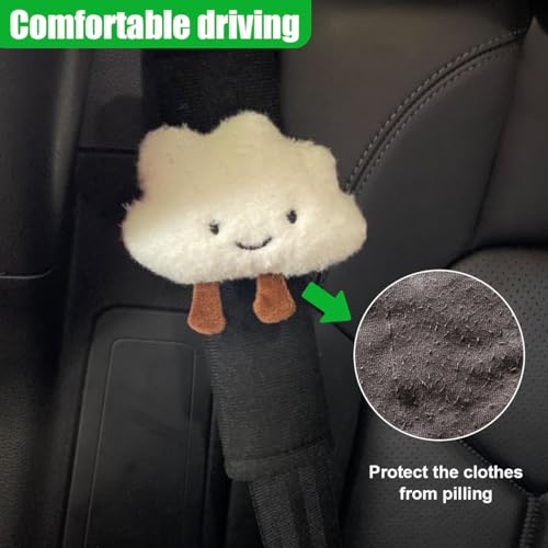 Fluffy Cloud Car Seat Belt Pads - Cute Seat Belt Covers for More Comfortable Driving - Safety Seatbelt Shoulder Strap Cushion Protect Shoulder and Neck - Backpack Shoulder Pad for Kids Adults (2PCS) - size: 2PCS