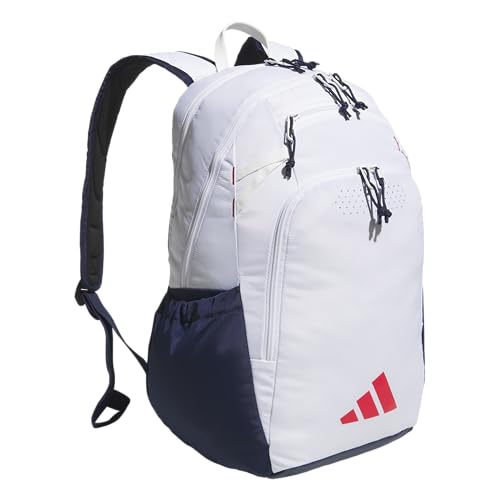 adidas Defender 5 Backpack for Sports, Gym, School and Travel, 33L, White/Night Indigo/Pure Ruby Red, OSFA - color: White/Night Indigo/Pure Ruby Red