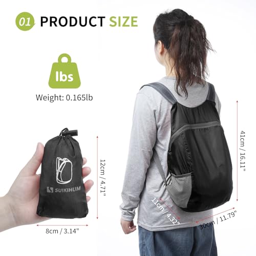 20L Ultra Hiking-Daypack Lightweight Foldable Travel Packable Backpack for Camping Cycling Outdoor,black - color: Black