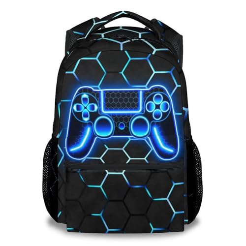 Gaming Backpack for Boys - 17 Inch Gamer Backpacks for Kids Toddler, Lightweight Durable Bookbag for Middle School High School - color: Blue