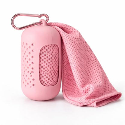 Cooling Towel with Clip Case – Quick-Dry Neck Wrap for Sports, Beach Tote Bags, Gym, Travel & Outdoor Heat (Gray) - color: Gray
