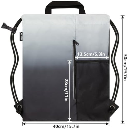 HOLYLUCK Drawstring Backpack Gym Bag For Men Women, String Beach Swim Sports Backpack - color: Gradient Black, style: Standard Drawstring
