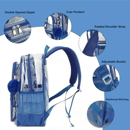 Heavy Duty Clear Backpack for Girls Boys Transparent School Bookbag Kids Durable PVC See Through Backpack-Royal Blue - color: Royal Blue