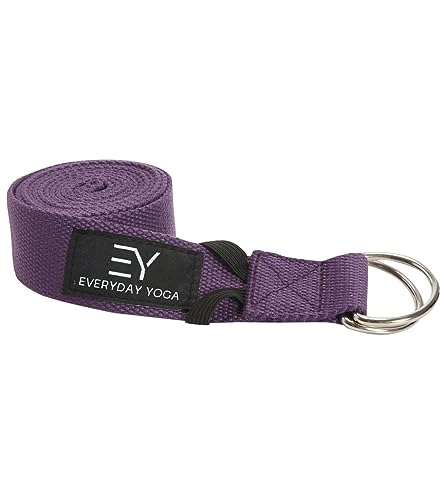 Everyday Yoga Strap with Metal D-Ring - Durable Stretching Strap for Yoga, Pilates, Flexibility & Physical Therapy (6ft, 8ft, 10ft) - color: Plum, size: 6 Foot