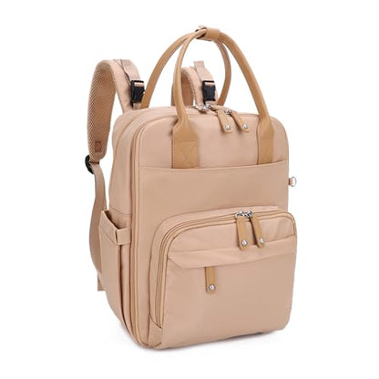 JESSIE & JAMES BeBe CCW Diaper Bag Nylon Backpack Multi Function Diaper Bag with Changing Pad & Stroller Straps_Camel/Camel - color: Camel/Camel