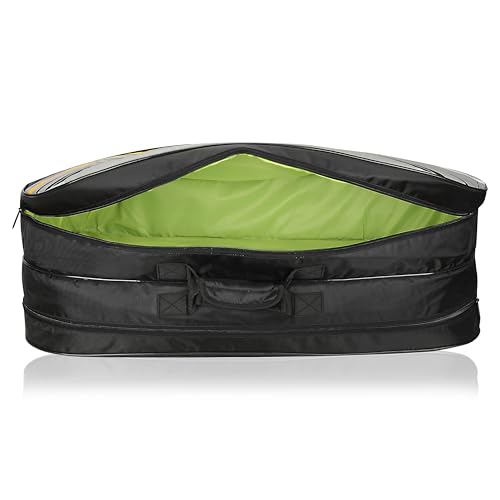 Yonex Stylish Badminton Kit-Bag |Double Zipper Compartment for Storage of 6 Rackets and Clothes|Side Pocket |Back Straps |Accessories Compartment |Made in India - color: BLACK GREY DARK YELLOW