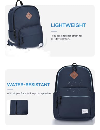 Kasqo School Backpack, 15.6 Inch Classic Lightweight Water-Resistant Backpack for Men Women Teens Girls Boys Kids to School, College, Travel, Work, Sapphire Blue - color: Blue