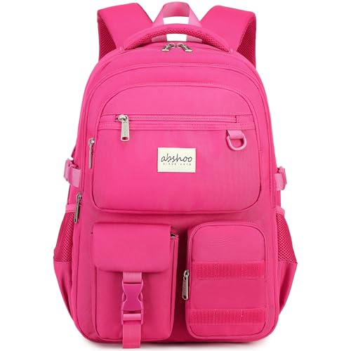 abshoo Large Heavy Duty Backpack For School College Bookbag Casual Multi Pocket Travel Backpacks - color: Hot Pink