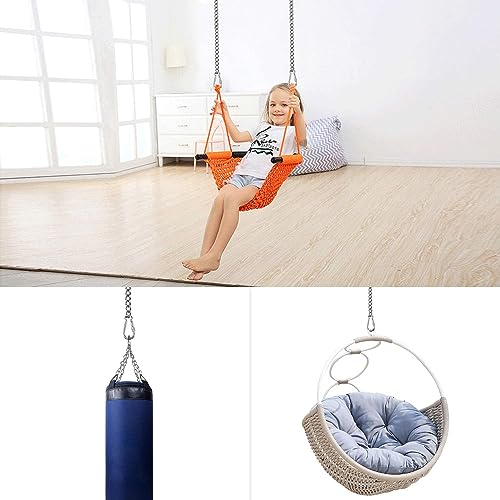 Swing Chair Hanging Chain, 2PCS Hardware Hanger Kit with 4 Carabiner for Porch Swing Hammock Punching Bag 330LB Capacity Black