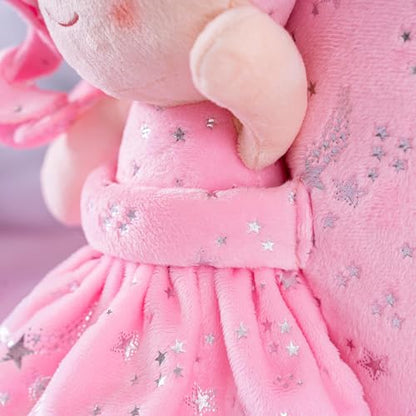 Gloveleya Kids Backpack Toddler Girl Gift Plush Curly Hair Doll Backpack with Glittery Pink Dress and Star Accents 9 Inches - Perfect for Preschool and Day Trips - color: A0033pink, size: 9 inches