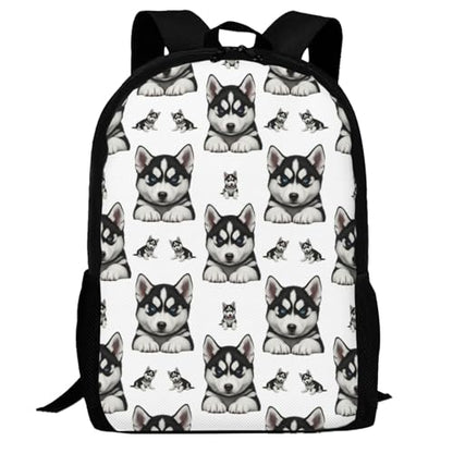 Wear Resistant Outdoor Backpack Husky Dog Printing, Big Capacity Adjustable Strap Rucksack Unisex Bag for Trekking Camping Daily Carrying - color: Design (404)