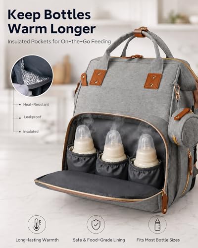 houscly Diaper Bag Backpack with Changing Station,Baby Bags New Mom Gifts Pañaleras Para Bebe Baby Girl Newborn Essentials Must Haves Baby Shower Gifts Baby Registry Search Light Gray - color: 02light Gray