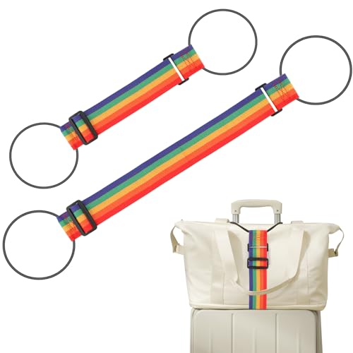 2 Pack Luggage Straps Bag Bungee,Adjustable Elastic Travel Belts for Add a Bag,Suitcase Strap for Attaching Extra Bags,Purse,Backpack,Handbag,Luggage Accessories (Colorful) - color: Colorful