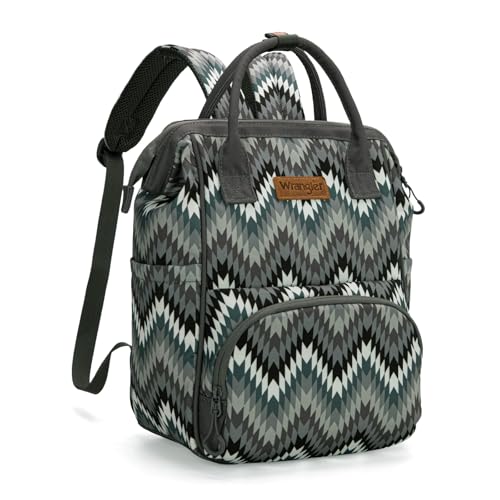 Montana West Wrangler Aztec Callie Diaper Bag Backpack with Stroller Straps Multifunction Baby Travel Bag WG2211-9110BK - color: Classic Stripe Black