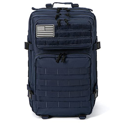 QT&QY 45L Military Tactical Backpacks Molle Army Assault Pack 3 Day Bug Out Bag Hiking Treeking Rucksack… - color: 3.1 Dark Blue