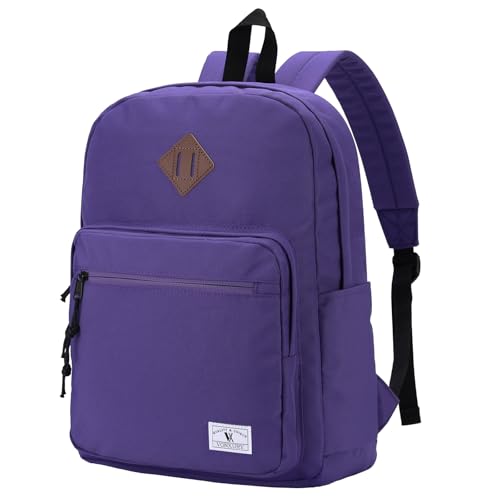 VX VONXURY Backpack for Men Women, Lightweight Kids School Bag, Classic Basic Laptop Bookbag for College Work Travel Hiking - color: Purple