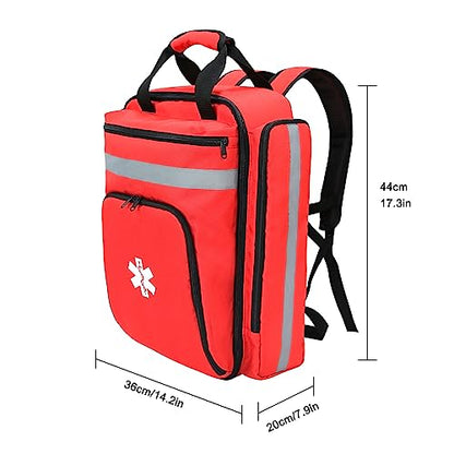 First Aid Backpack Empty,First Aid Medical Backpack,EMS EMT First Aid Bag Empty,Emergency Bag,Trauma Bag for Camping,Hiking,Outdoor Travel - color: Red